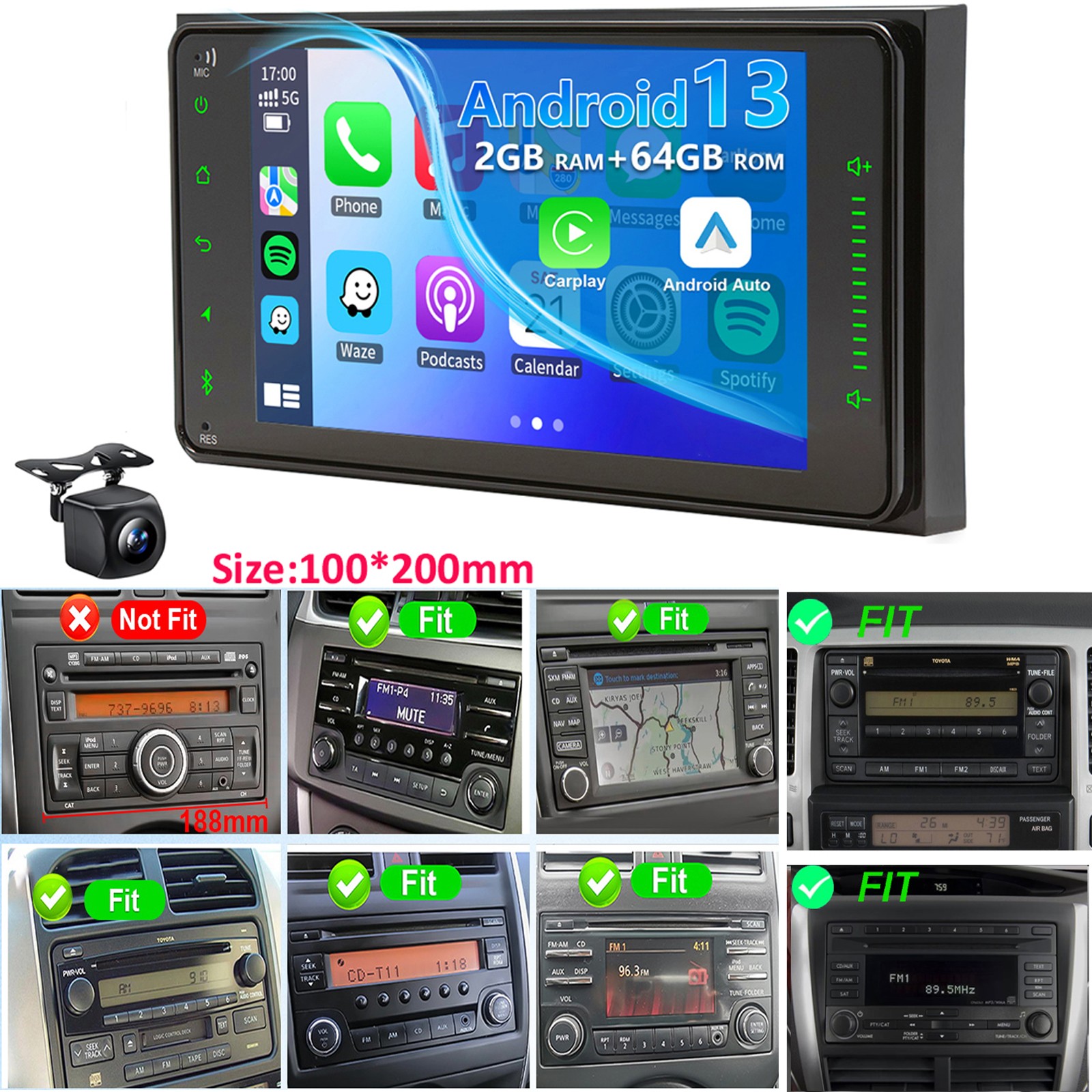 Car Carplay Radio Stereo GPS Navi +Camera For Scion xA xB xD tC iQ FRS 2004-2016