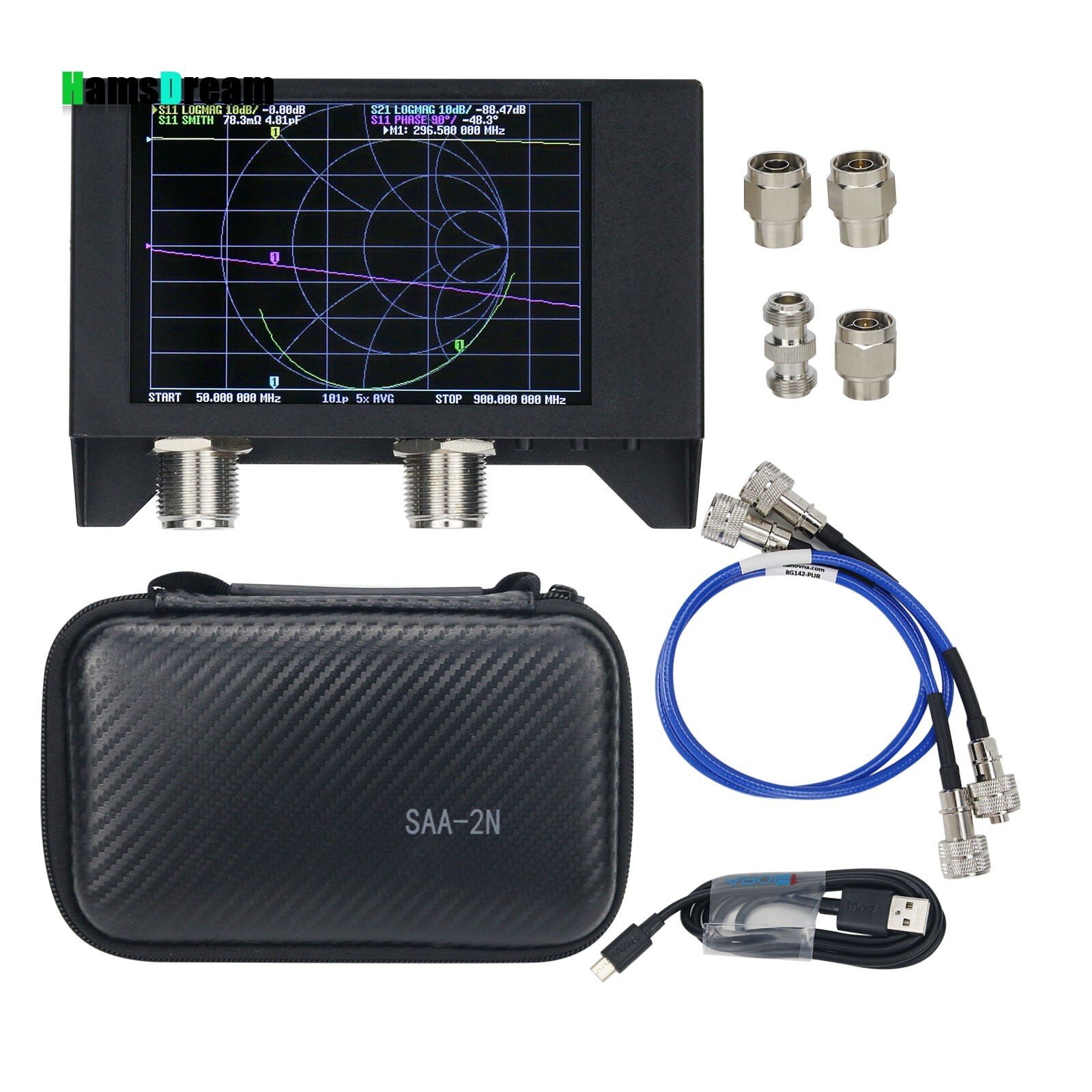 50KHz-3GHz 4" Vector Network Analyzer Meter SAA-2N NanoVNA V2 With Metal Shell