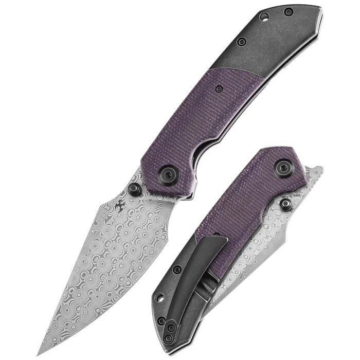 Kansept Knives Fenrir Damascus Steel Folding Blade Titanium Handle - K1034Z2