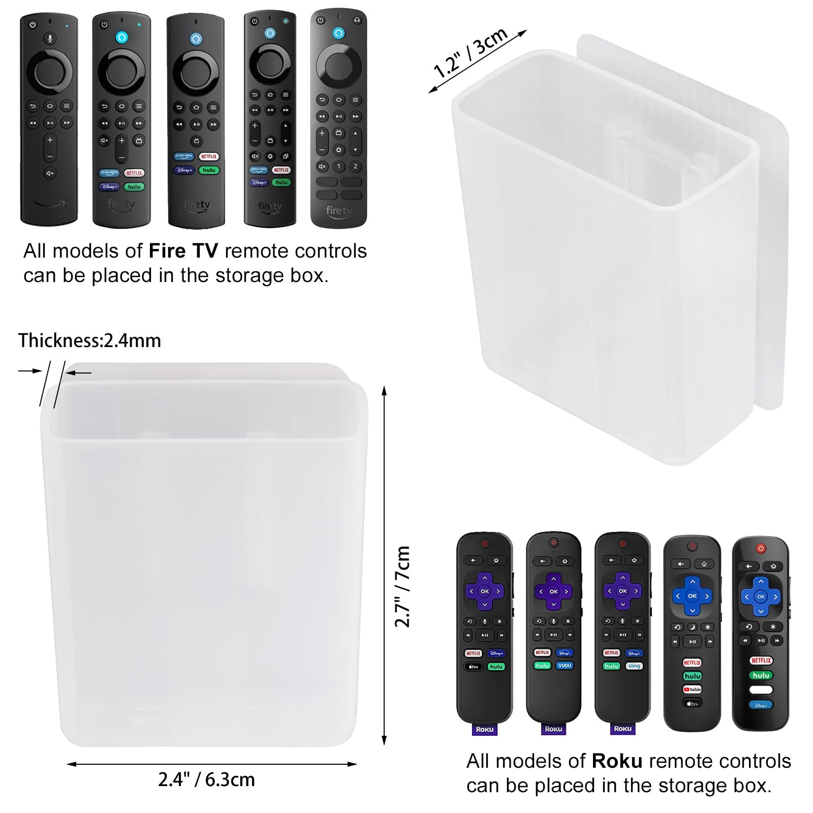 2 Pack Universal Remote Control Holder 7x6x3cm, Wall Mount Media Organizer Se...