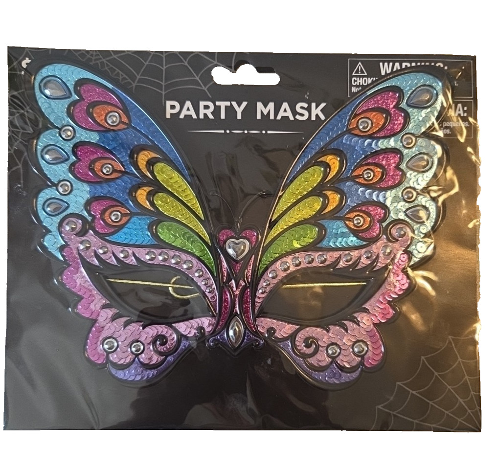 Masquerade Metallic Embossed Mask Butterfly Halloween Party NEW In Pkg