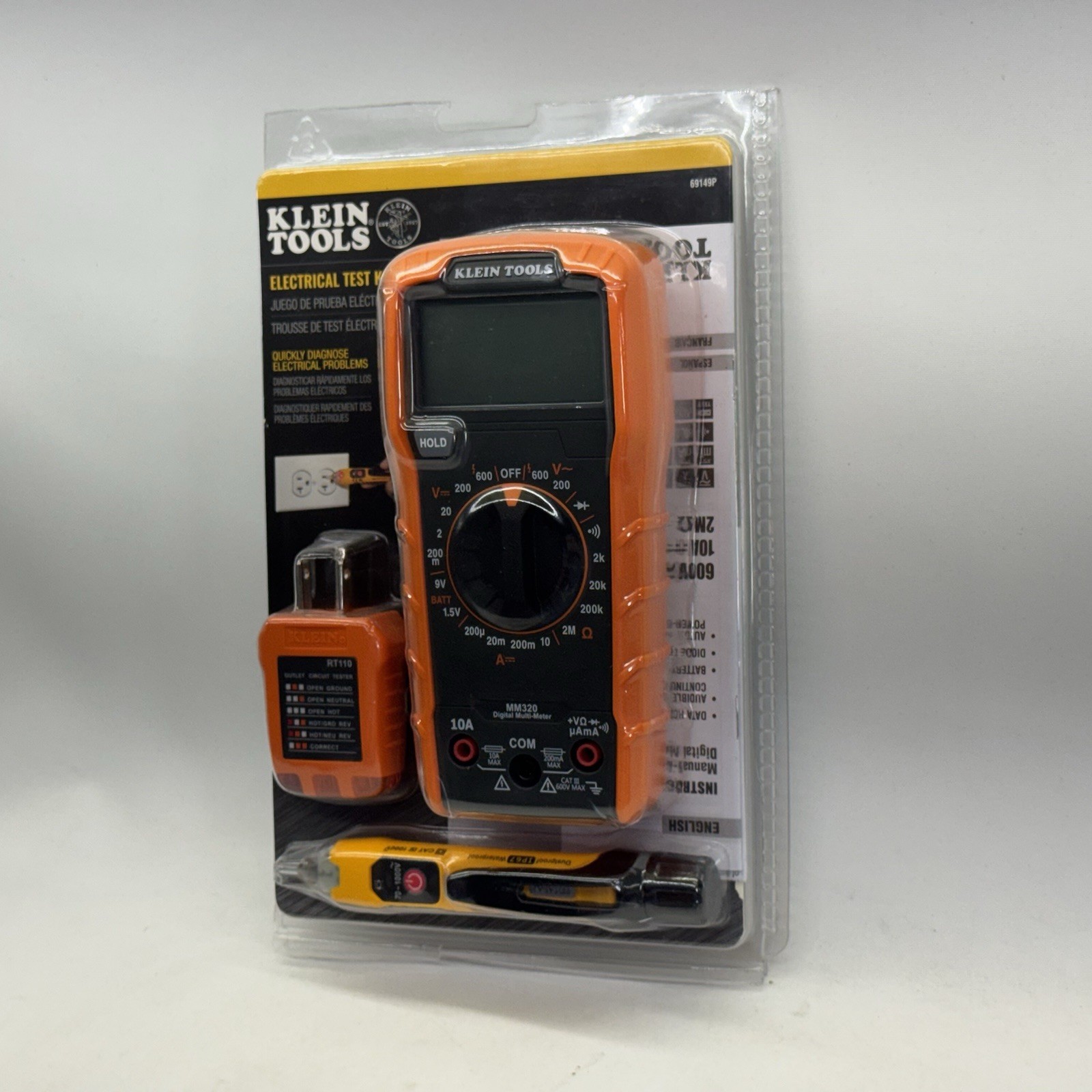 Klein Tools 69149P Electrical Test Kit MM320 Multimeter NCVT1XT Tester 600V