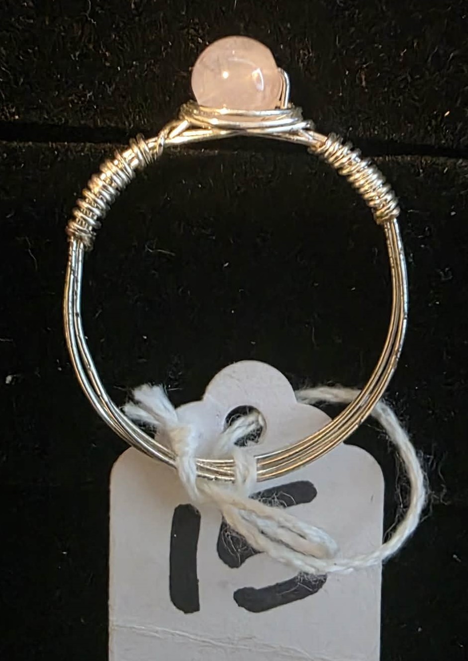 Handmade size 15 wire-wrapped Rose Quartz rings with Silver-Plated wire
