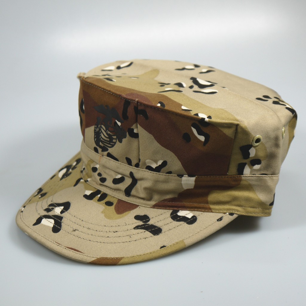 USMC 6 Color Camo 2 ply 8 point XL cap w/EGA, USA Made, new cond., free shipping