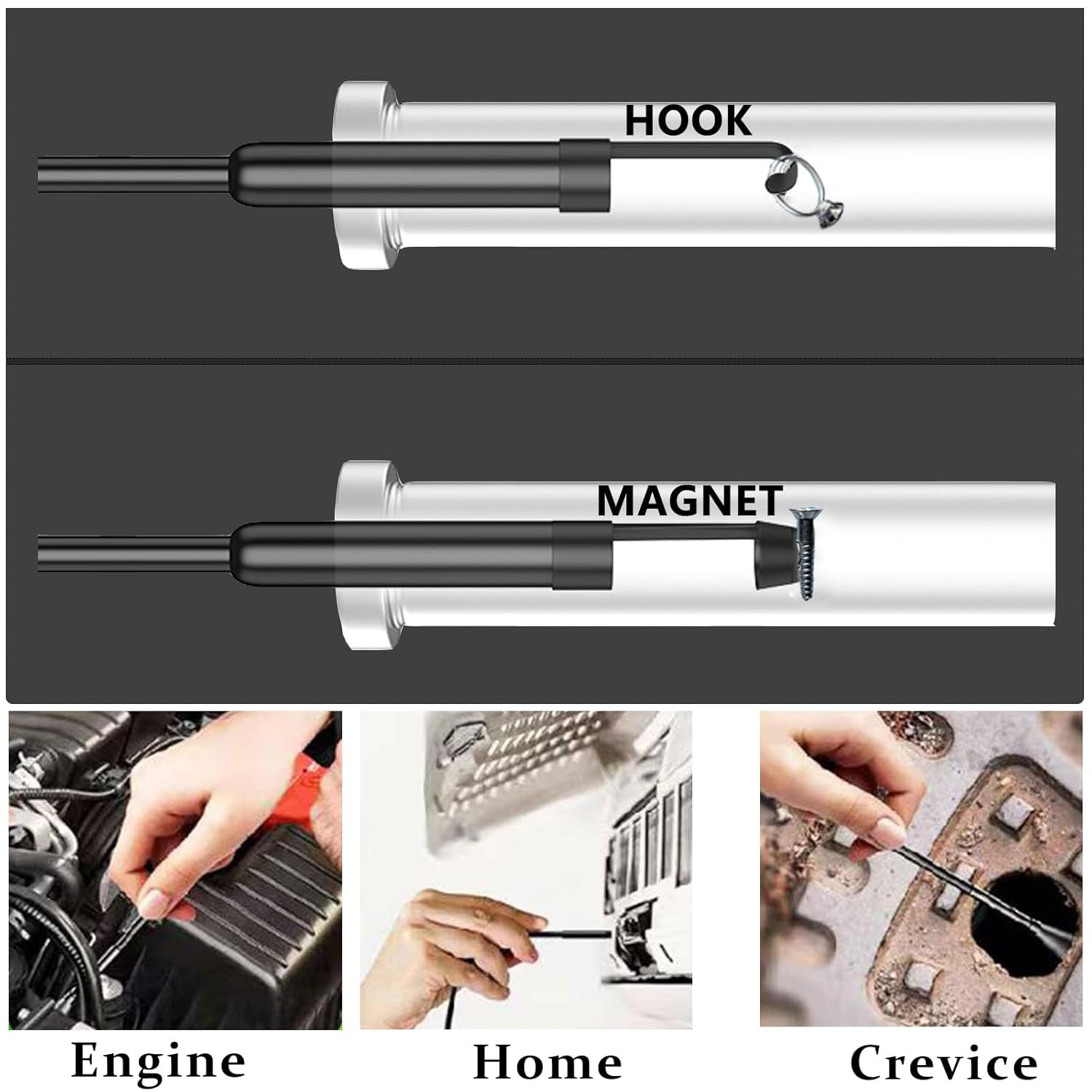 Endoscope Camera with Light, 16.4FT Waterproof Borescope 1920P HD, Semi-Rigid Ca
