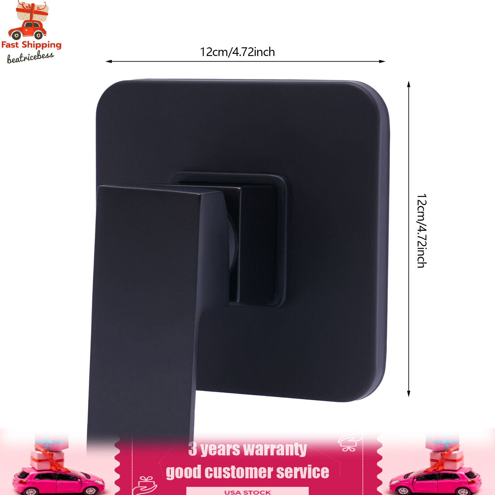 Single-function Shower Mixing Valve Wall Mount Black Shower Handle Valve Kit