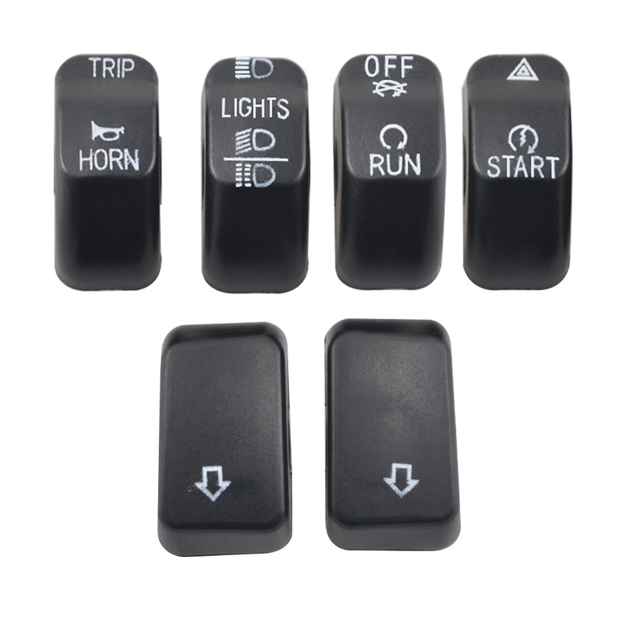 6pcs Black Hand Control Switch Housing Button Cap For Harley Softail Sportster
