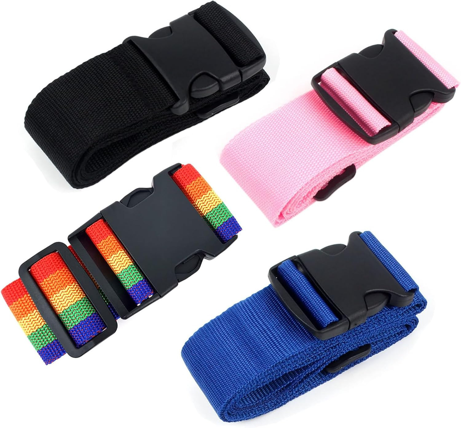 4-Pack Adjustable Luggage Straps – Quick Release Suitcase Belts for Travel
