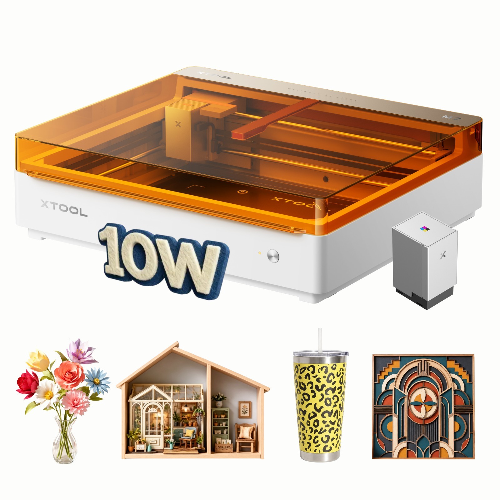 xTool M2 10W Color Craft Laser Cutter & Engraver,Built-in Dual Cameras