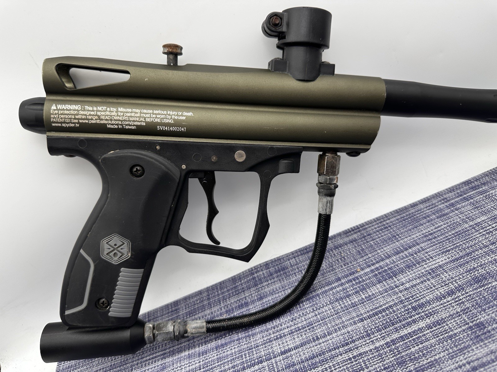 Spyder Victor Paintball Gun Green Metal With Black Carbon Barrel D28 - L1