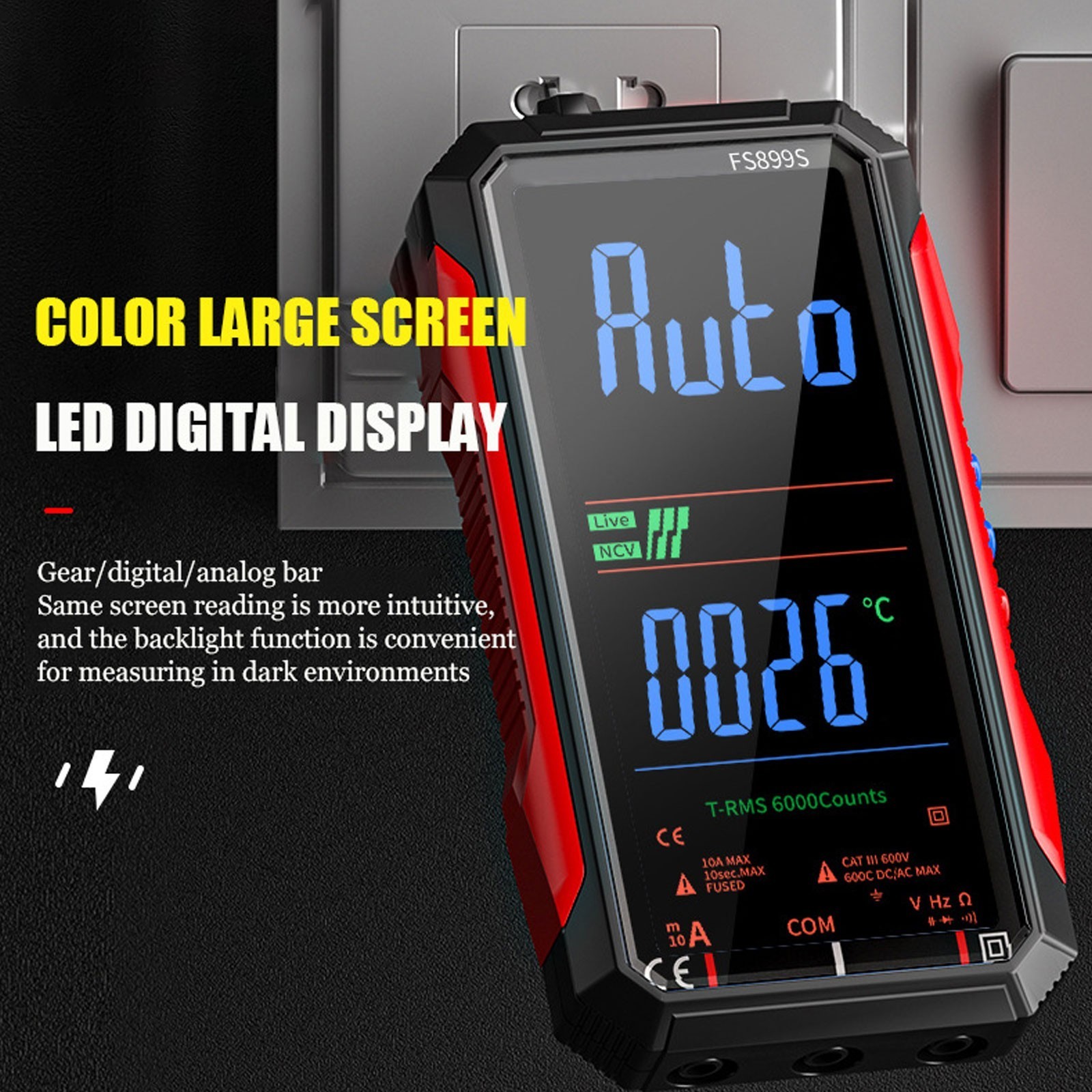 USB C Rechargeable Digital Multimeter with Large Display for Electrical Testing