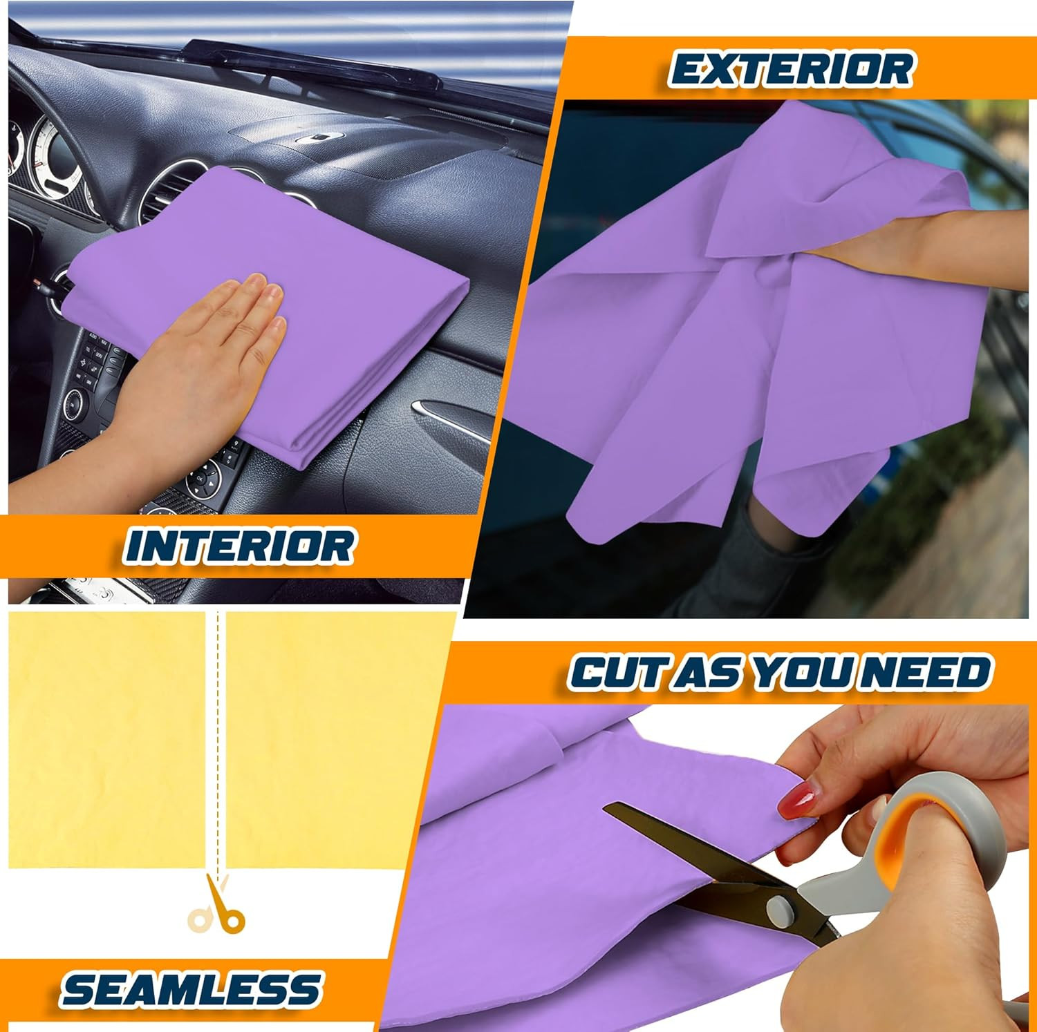 Premium Shammy Towel for Car Super Absorbent 2 Pack 26x17 Car Drying Towel