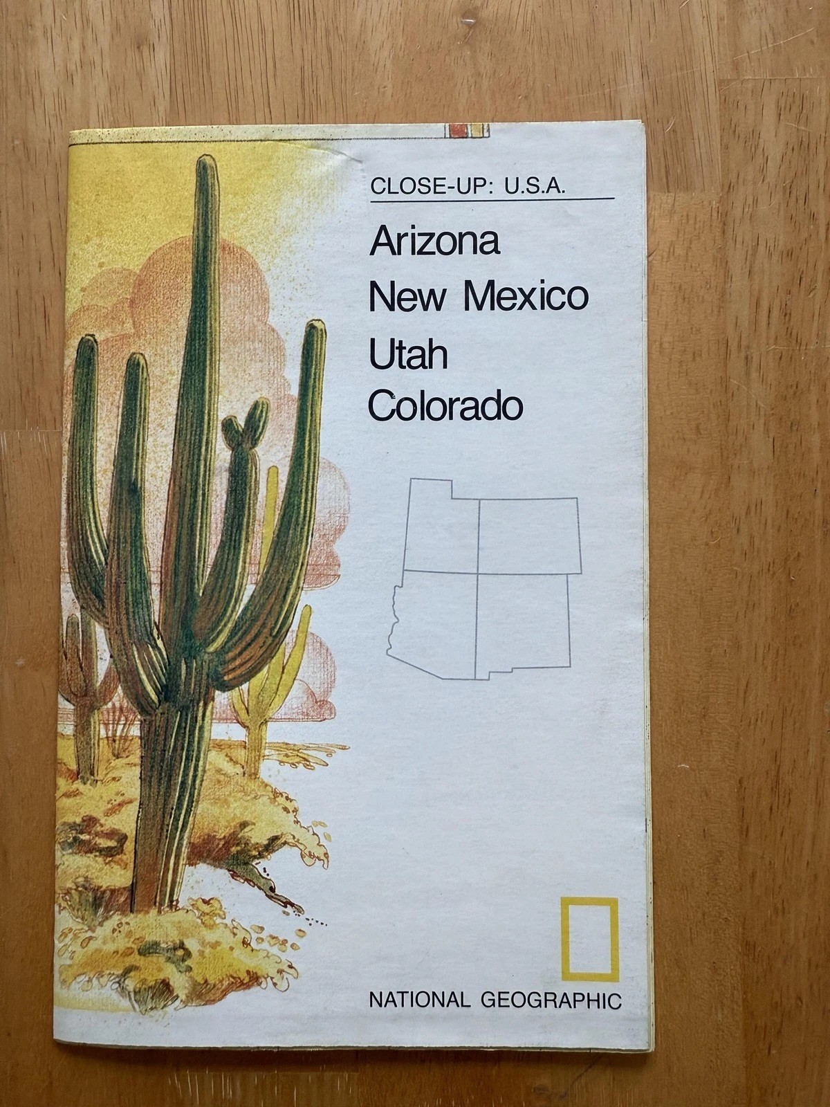 Vintage 1977 National Geographic Close-Up USA Southwest Map Arizona NM UT CO