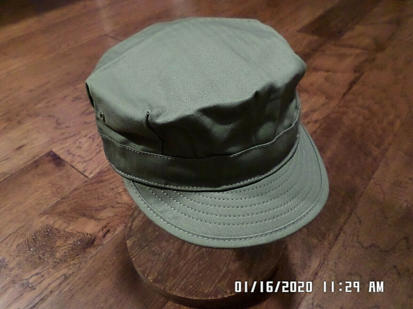 WWII U.S MILITARY ARMY HAT REPRODUCTION CAP HBT MATERIAL OD GREEN SIZE LARGE