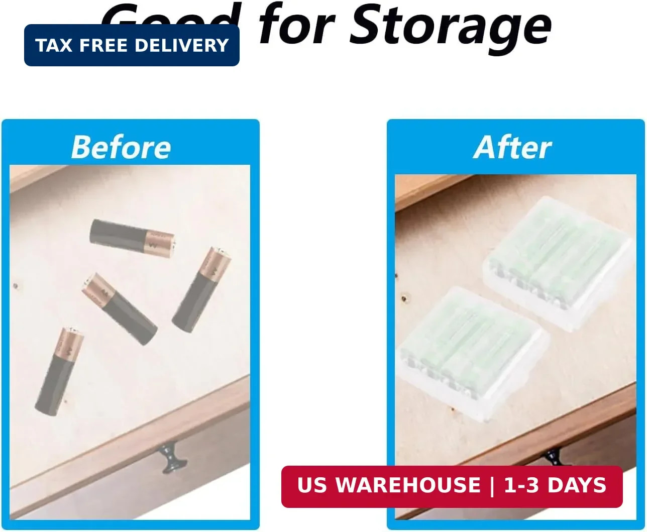 6pcs AAA Battery Storage Case Holder Box AA Battery Storage Case
