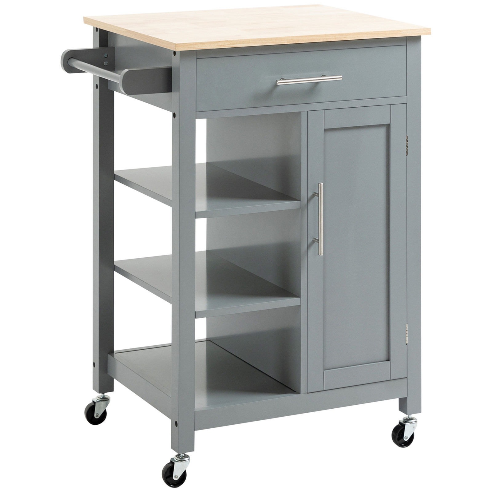 HOMCOM Kitchen Storage Island Utility Rolling Cart, Grey, Used