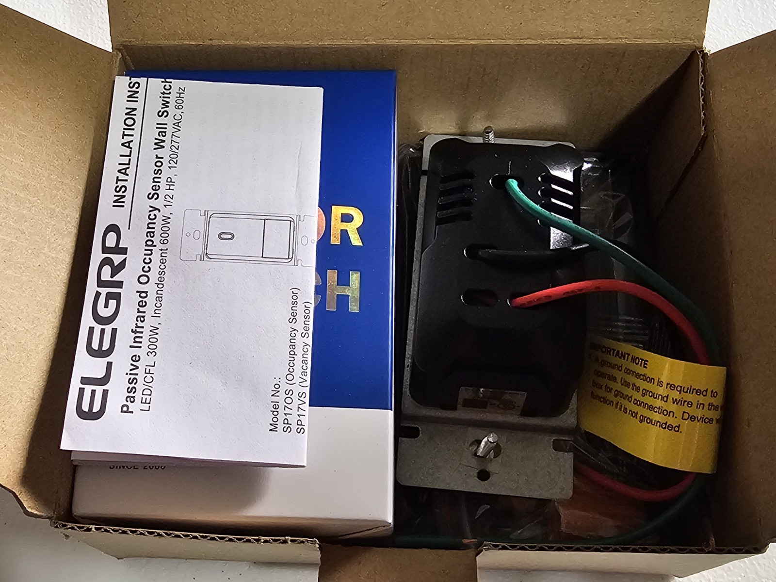 ELEGRP Occupancy Sensor Light Wall Switch Motion Activated