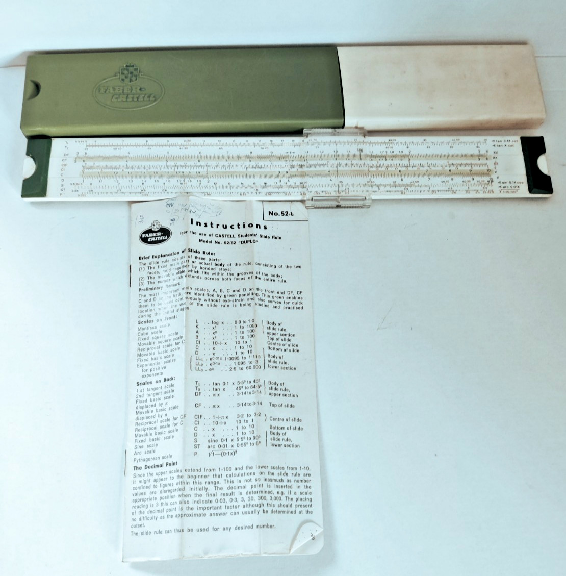 Vintage Faber-Castell 52/82 Slide Rule Calculator Original case Switzerland