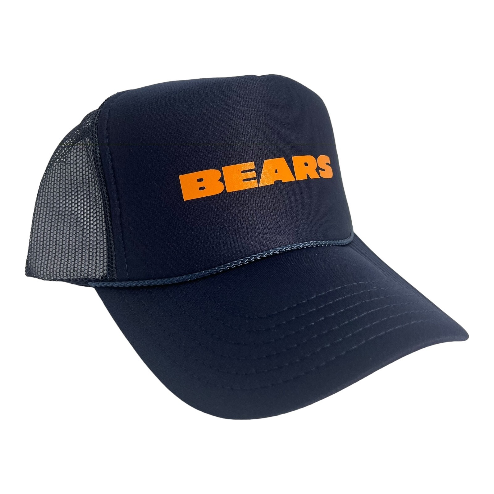 NEW CHICAGO BEARS SCRIPT BLUE ORANGE CAP HAT 5 PANEL HIGH CROWN TRUCKER SNAPBACK
