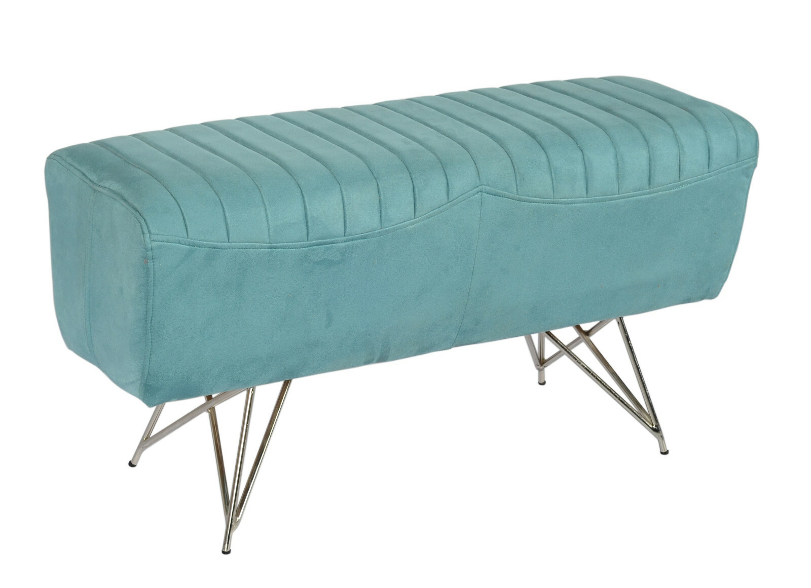 Rectangular Velvet Bench MAILE in Dusty Teal