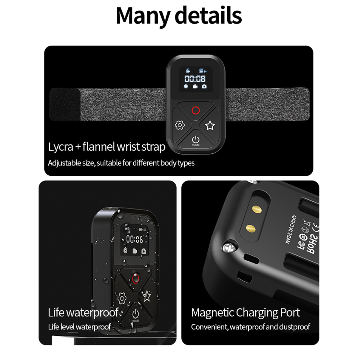 80M Smart Wireless Remote Control Camera Controller for GoPro 12/11/10/9/8/MAX~