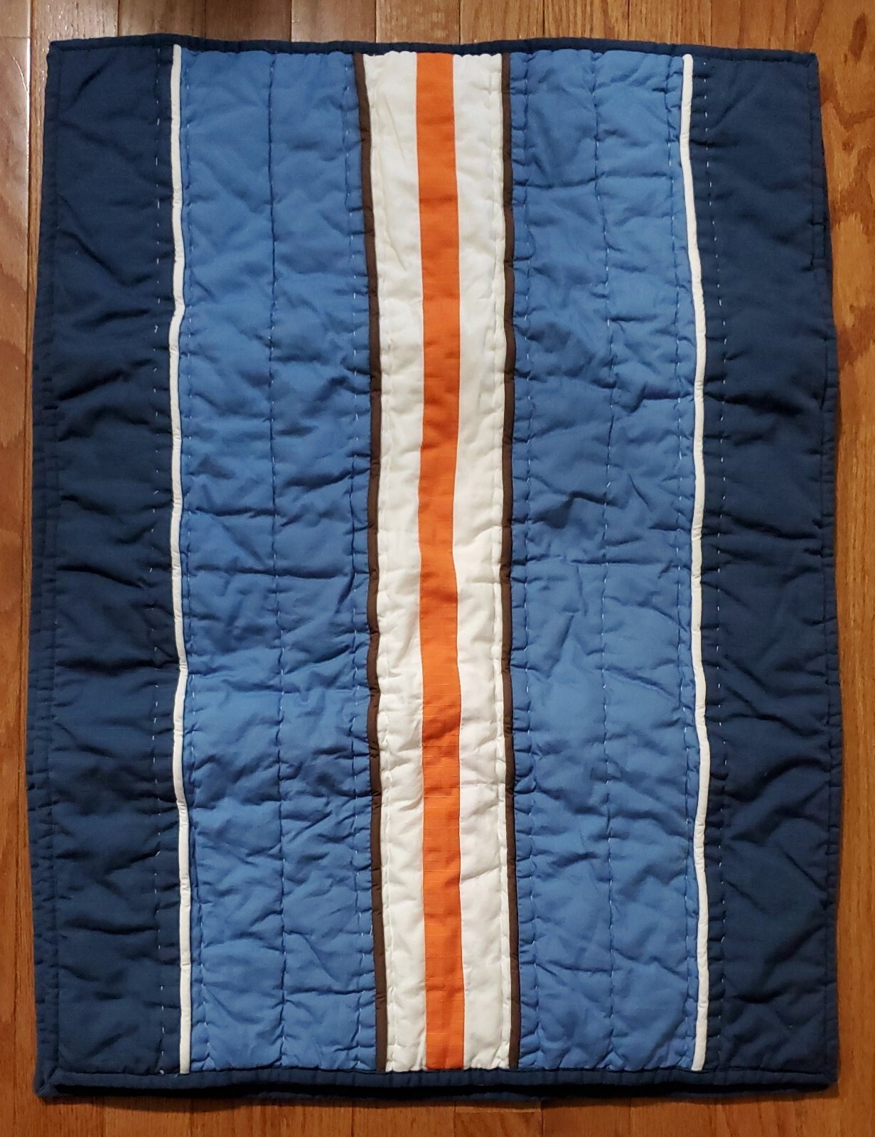 Pottery Barn TEEN Pillow Sham Patchwork Stripes Blue & Orange Standard 20x26