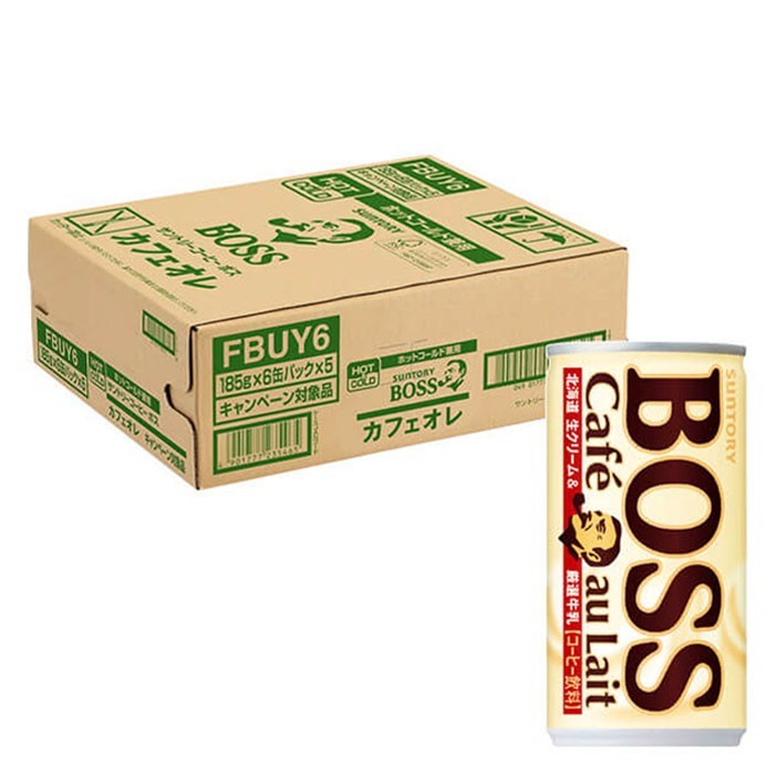 Brand New! – Suntory BOSS Cafe au Lait Coffee 185g × 30 Cans Case