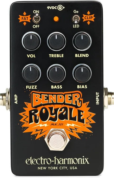 Electro-Harmonix Bender Royale Fuzz Effects Pedal, Black
