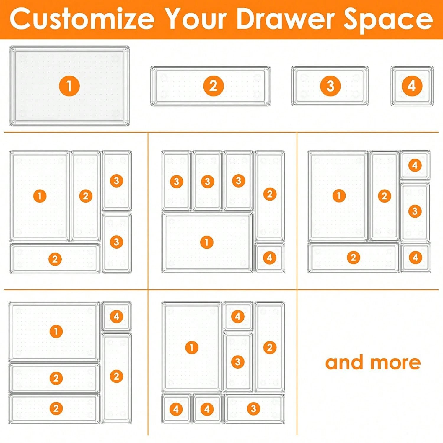 18Pcs Drawer Organizer Set 4 Sizes Multifunctional for Bathroom