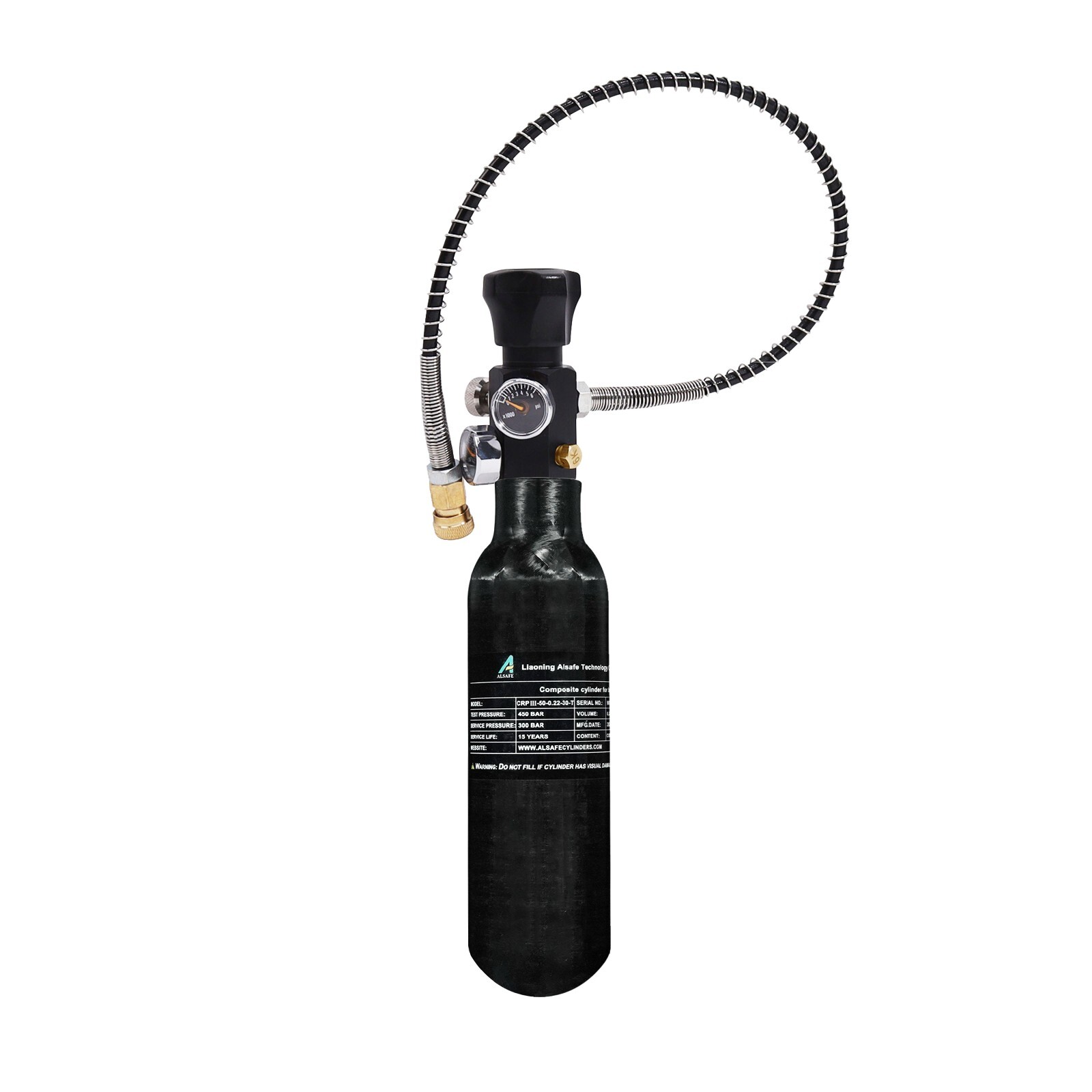 TUXING 4500Psi Pcp Air Tank 0.22L/13CI Carbon Fiber HPA Tank with Regulator