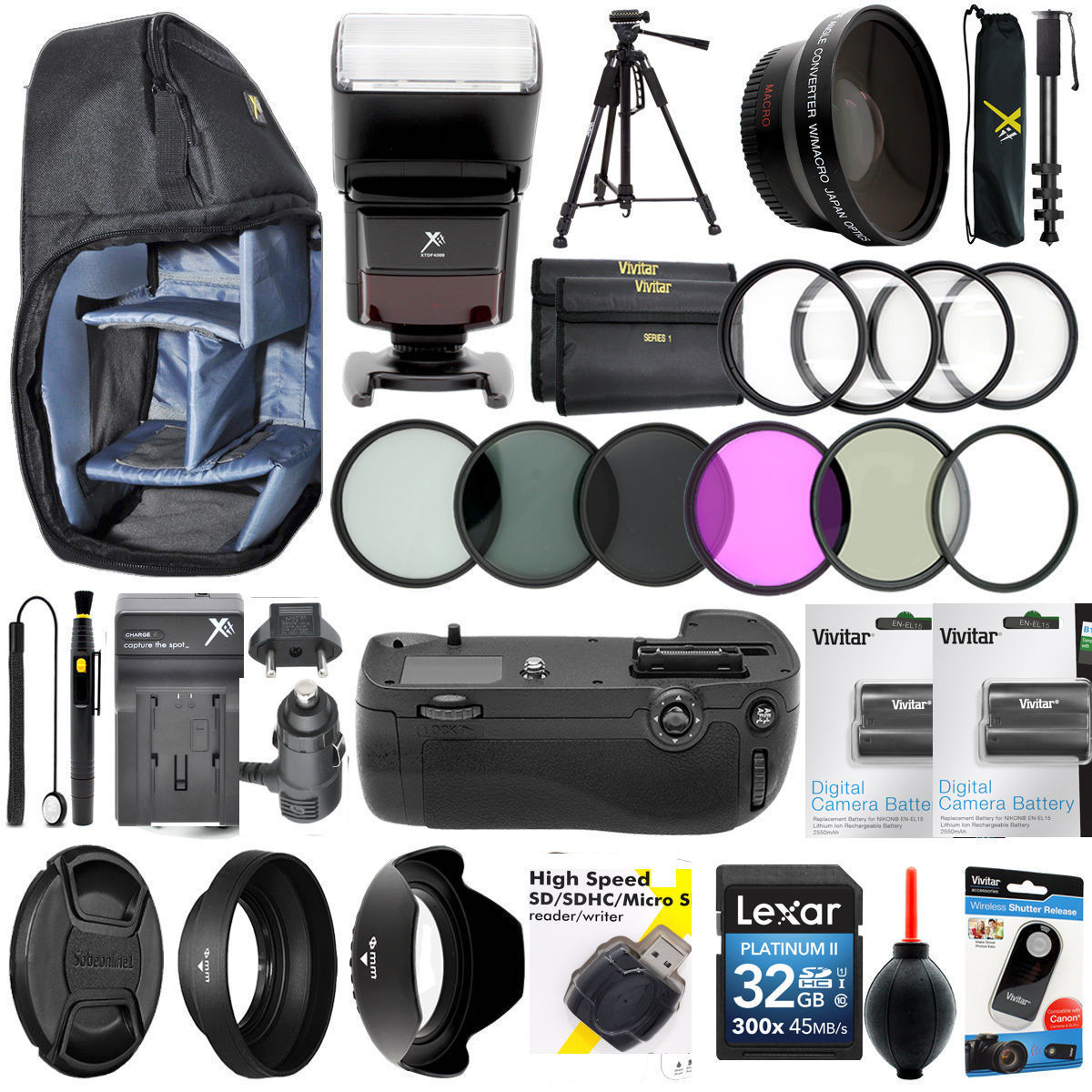 Nikon D7200 / D7100 Camera Everything You Need Accessory Kit 67MM Filter Bundle