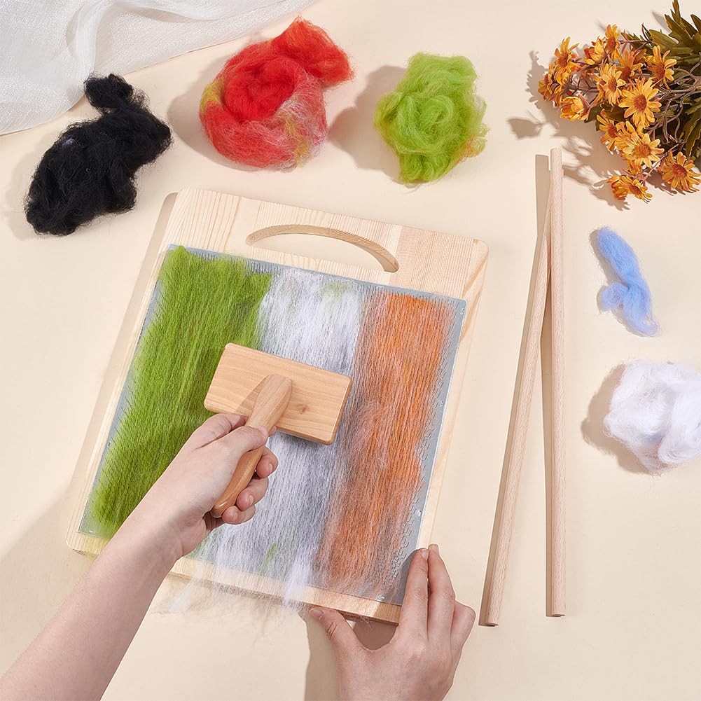 BENECREAT Wool Blending Board Carding Brush Set, 12.5x10.6x0.6inch Fiber...