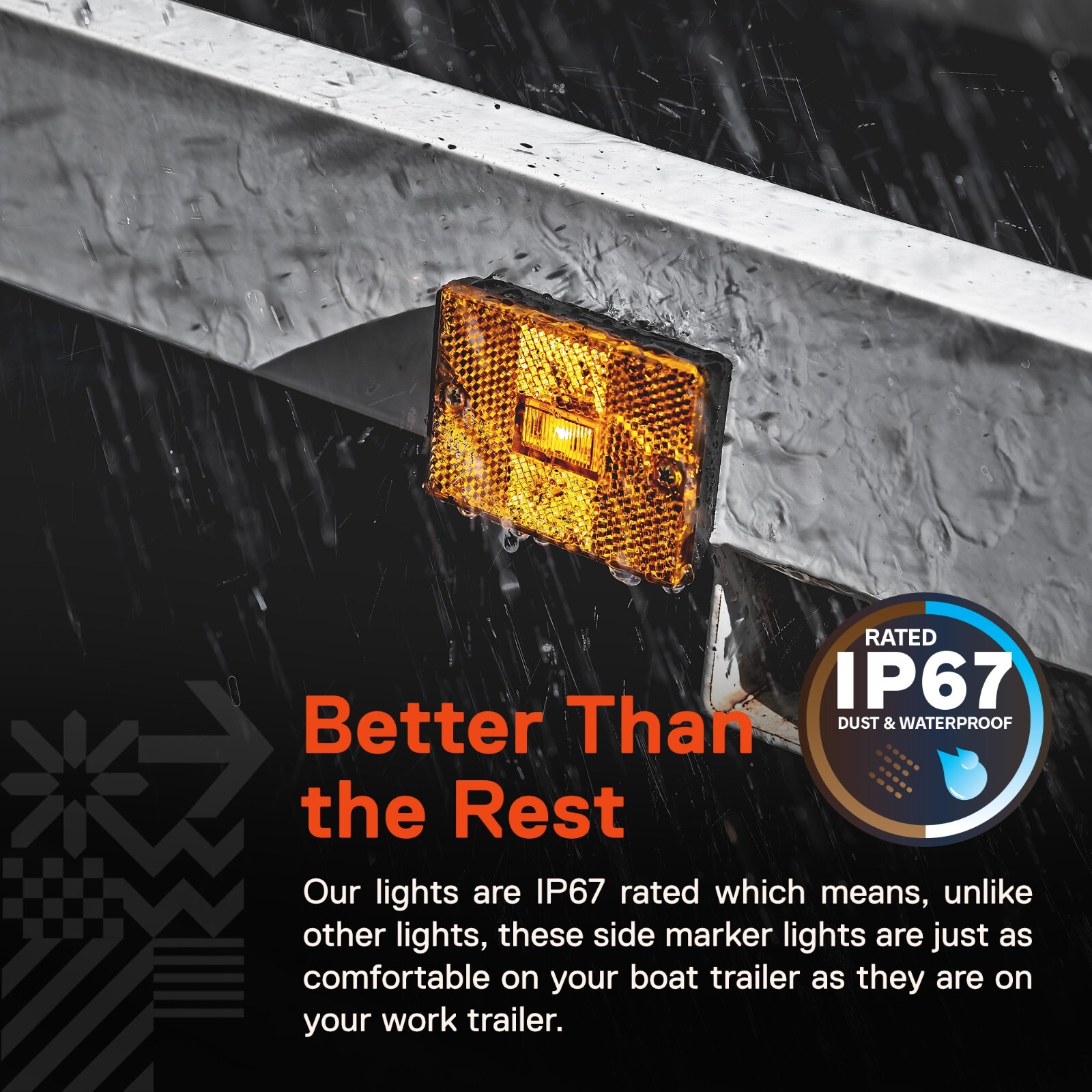 1pc DOT Stud-Mount Amber LED Side Marker Light for Utility Boat Trailers Over 80