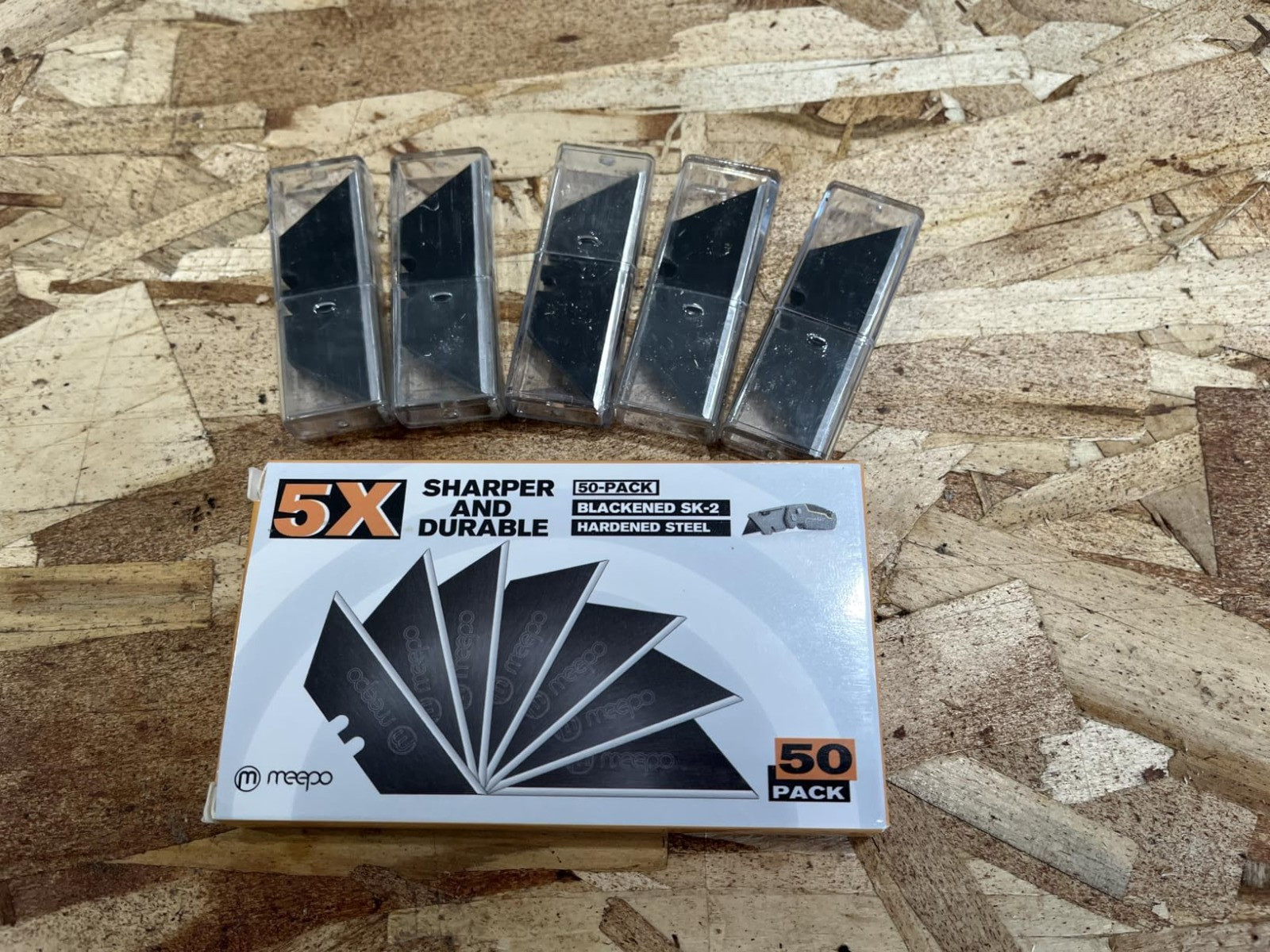50-Pack Utility Knife Blades Black SK-5 Razor Box Cutter Never Rust Design