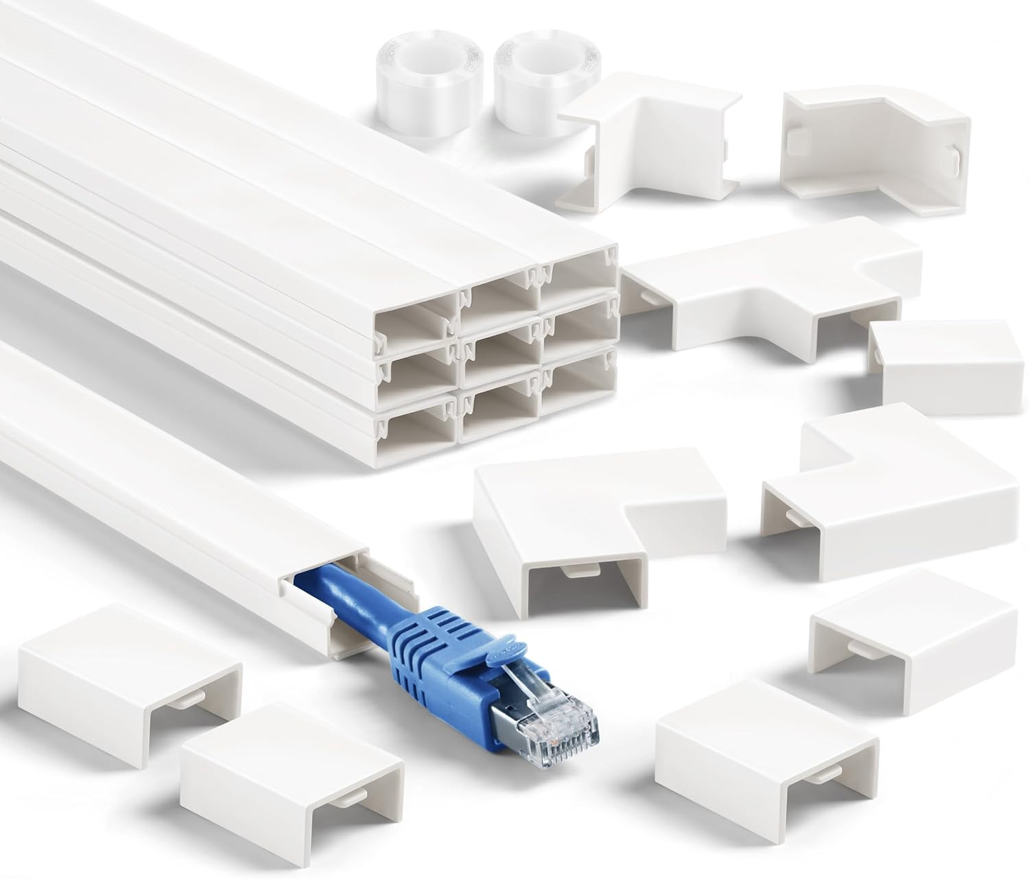 157in Cord Cover Wall Kit TV Cable Hider Paintable Wire Cover Raceway White