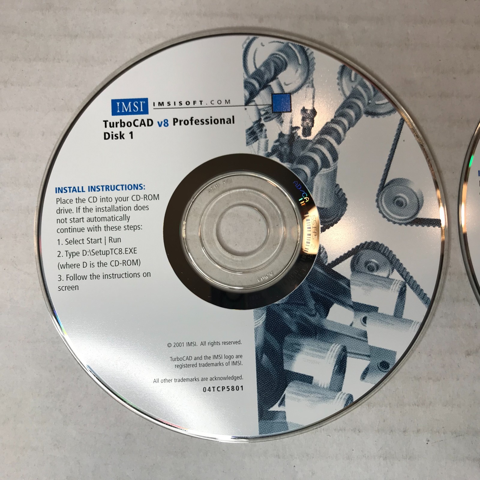 TurboCAD Professional 8 Software CD Disk Set IMSI Design V8 CAD Legacy 2.5D/3D