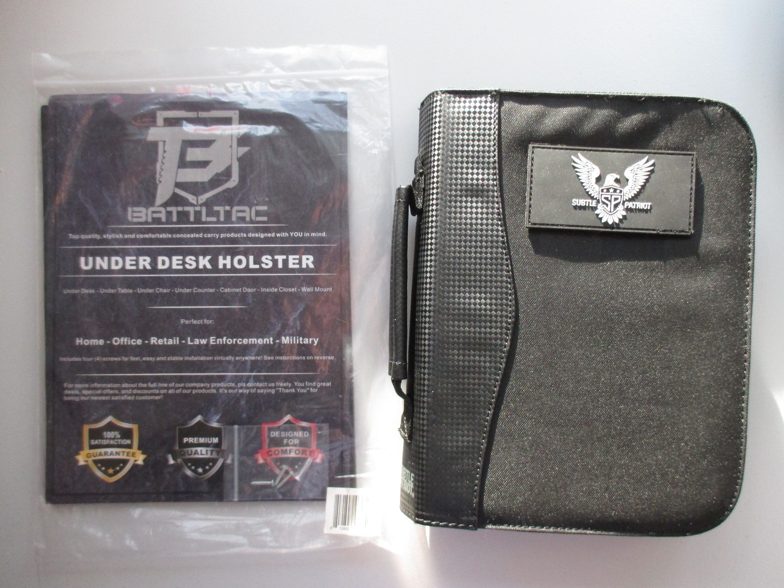 Subtle Patriot Covert Pistol Planner Case + BATTLTAC Under Desk Holster - UNUSED