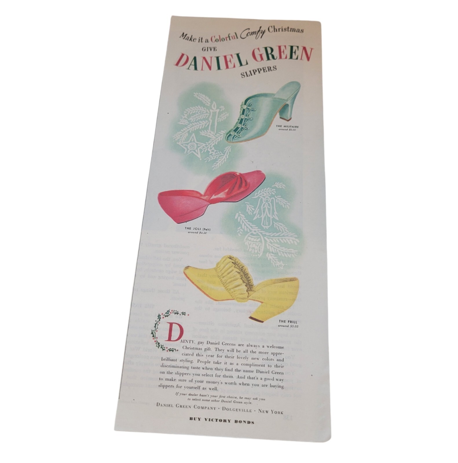 Vtg 40's Daniel Green Slippers Print ADs Lot of 3 Comfy Shoes Indorables