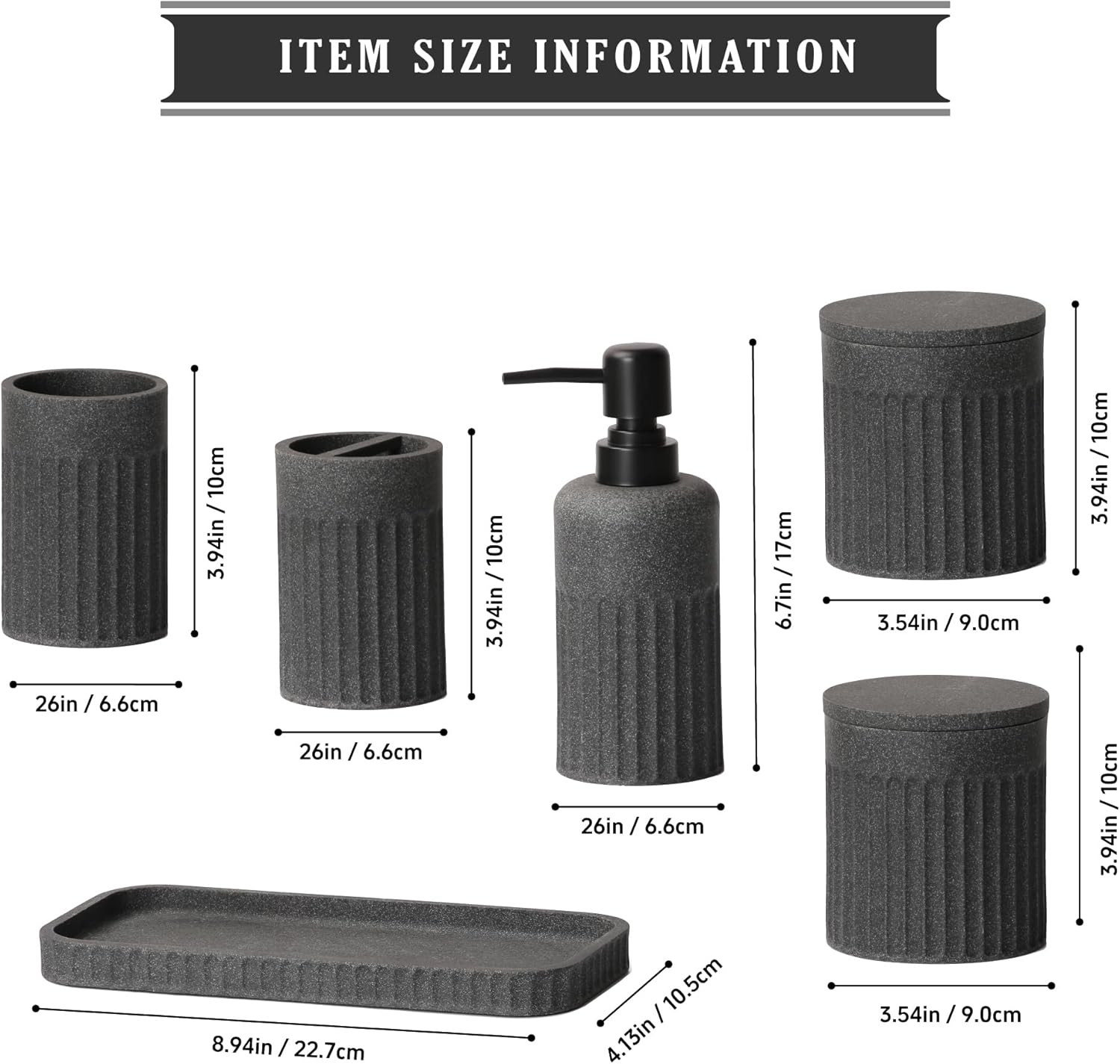 Bathroom Accessory Set - 6 Pieces Bathroom Accessories Set Complete with Soap Di