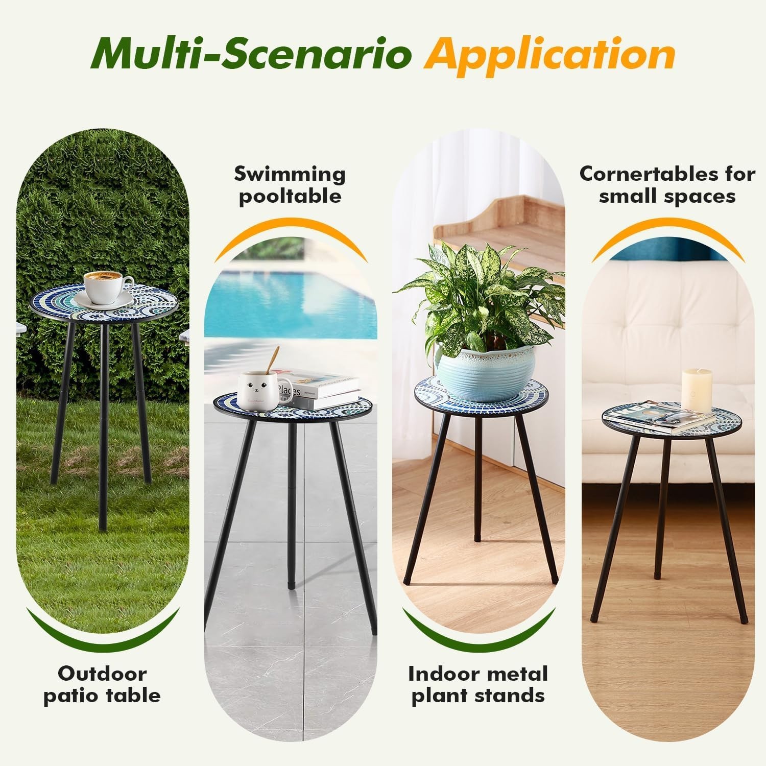 1 Pack Metal Outdoor Side Table Small Outside Round End Table for Patio Moder...