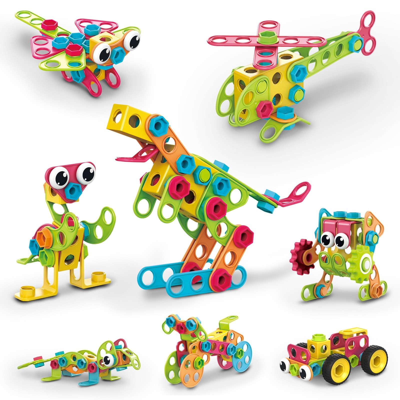 PicassoTiles STEM Learning Toys 250 Piece Building Block Kids Construction En...