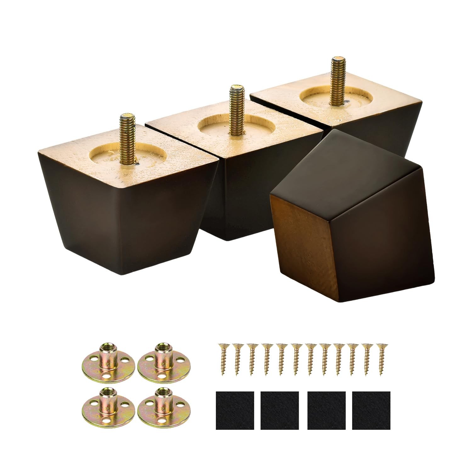 2 Inches Furniture Feet for Couch Sofa Set of 4 Furniture Legs Square Wood Le...