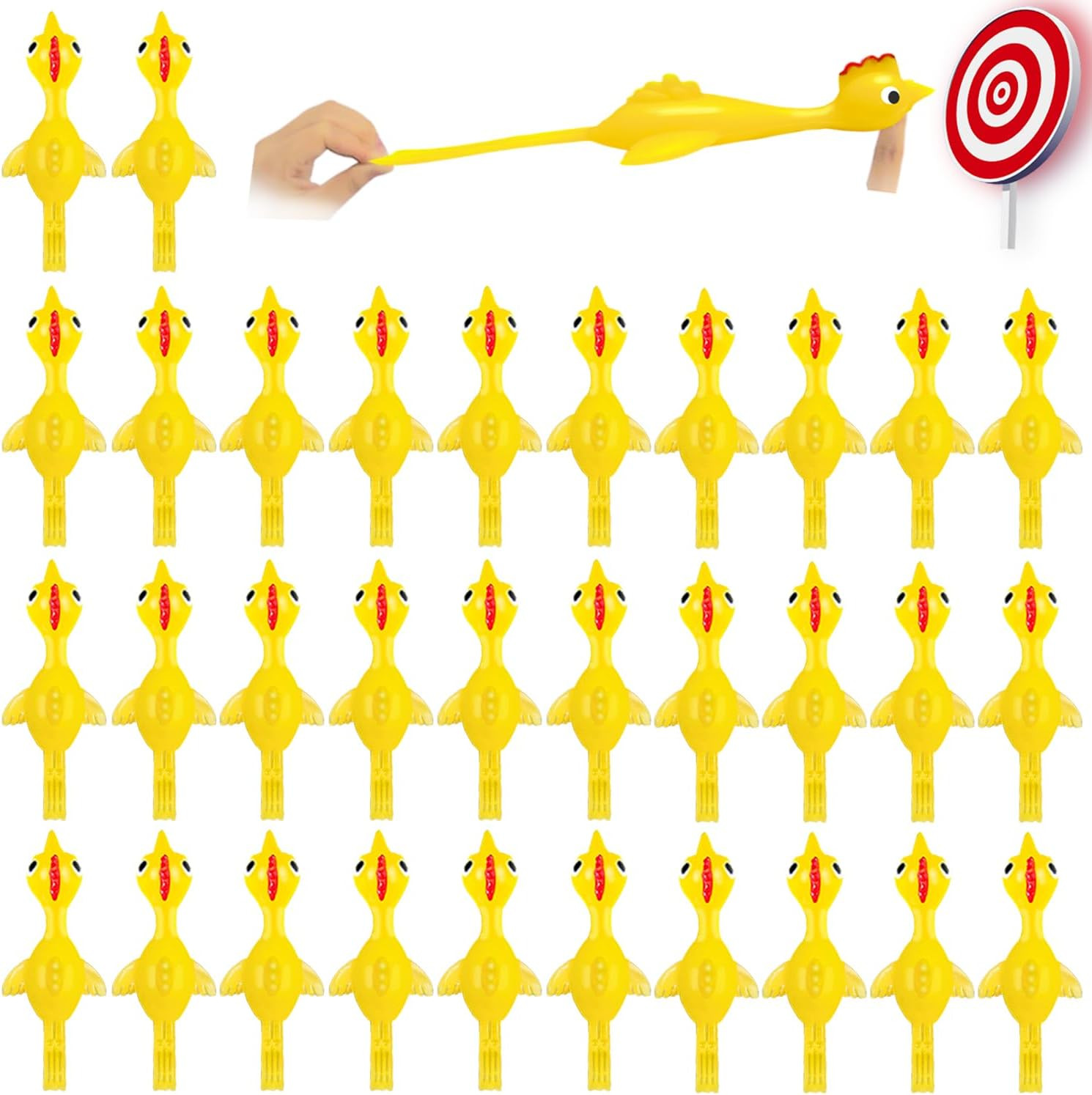 50 Pack Finger Slingshot Chicken Rubber,Flick Stretchable Chicken Toys,Flying...