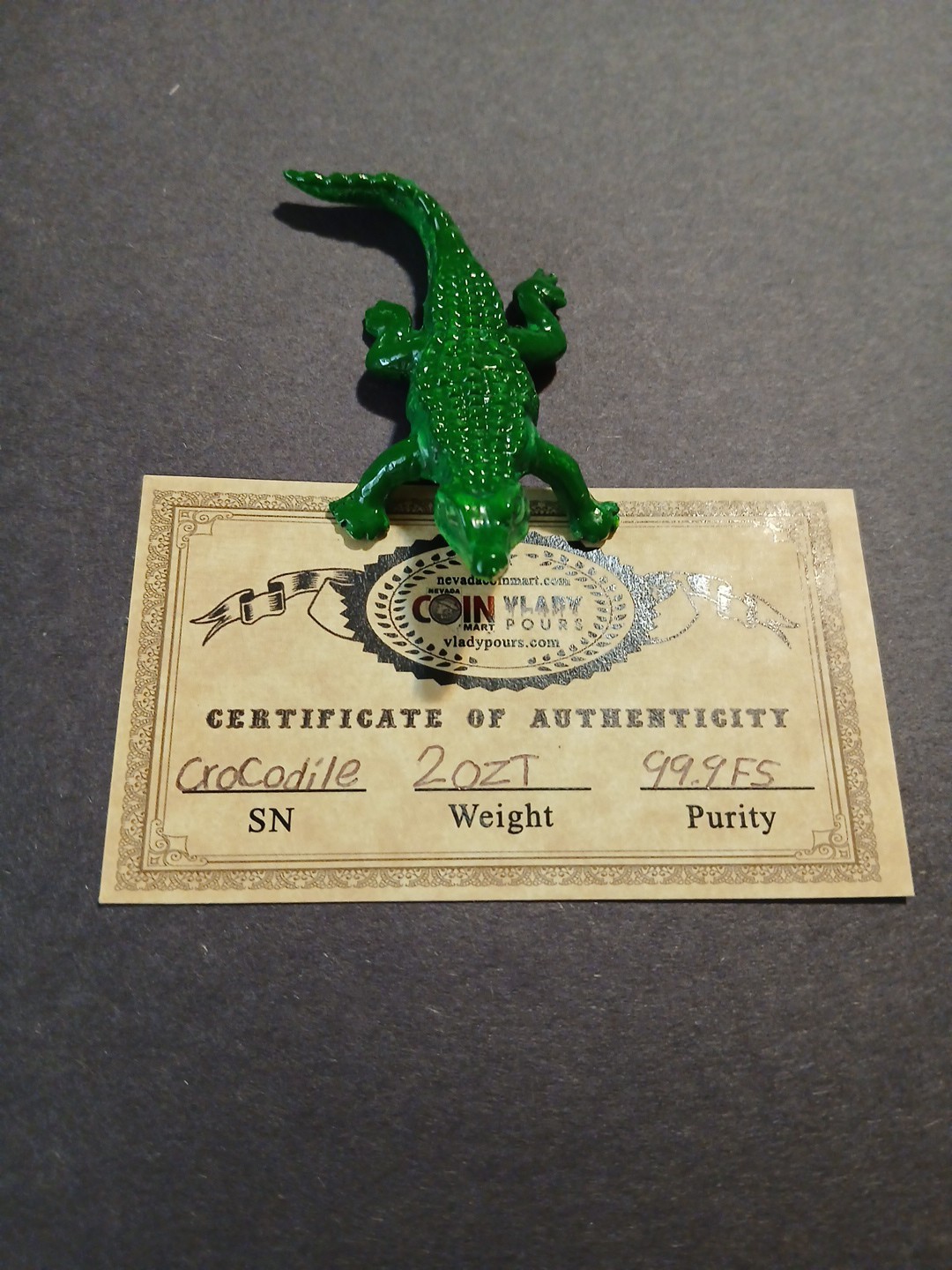 🐊 Crocodile 🐊 .999 /COA - 2 Oz VLADY-Pours -🐊 PROTOTYPE - Enamel