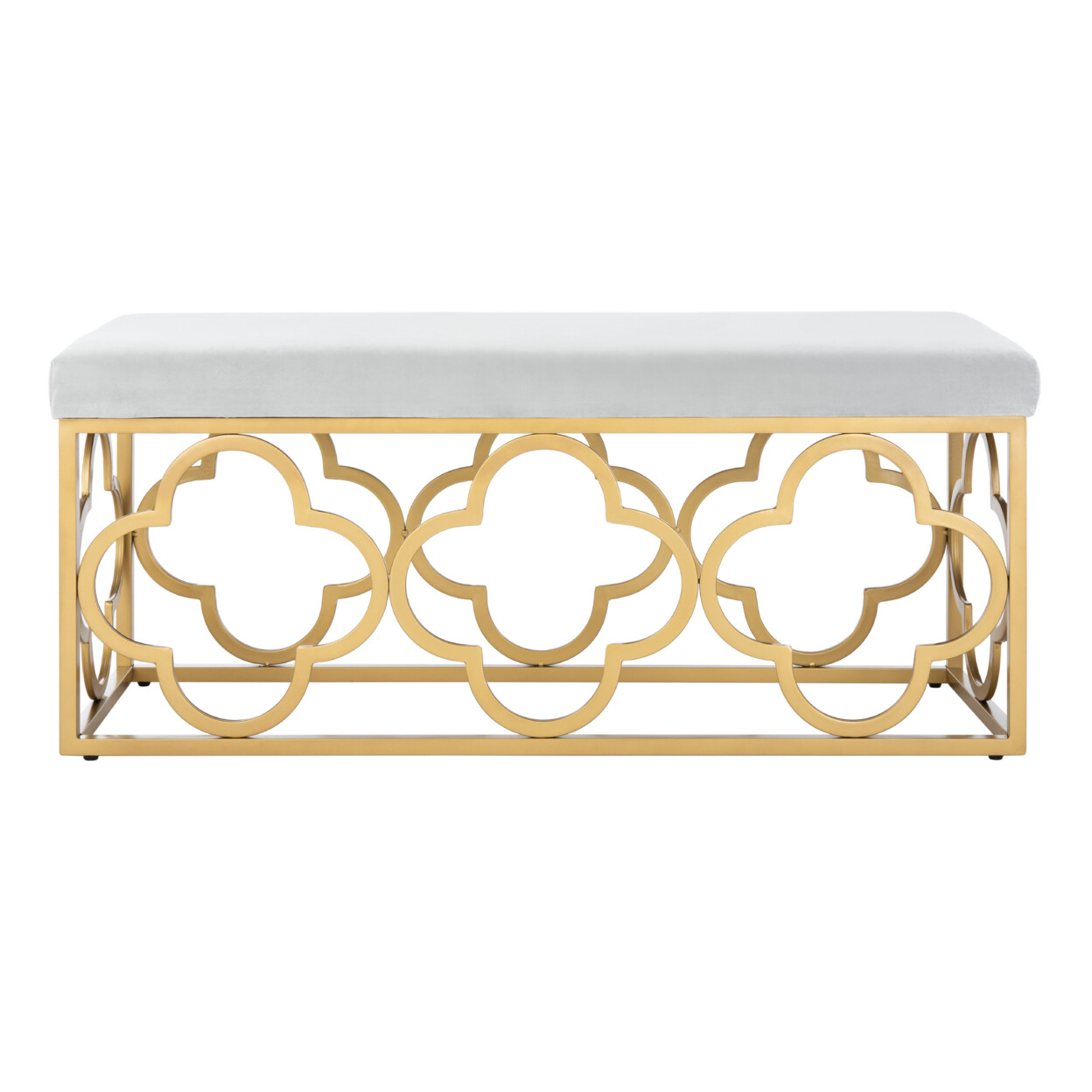 SAFAVIEH Fleur Rectangle Bench | Grey / Gold |