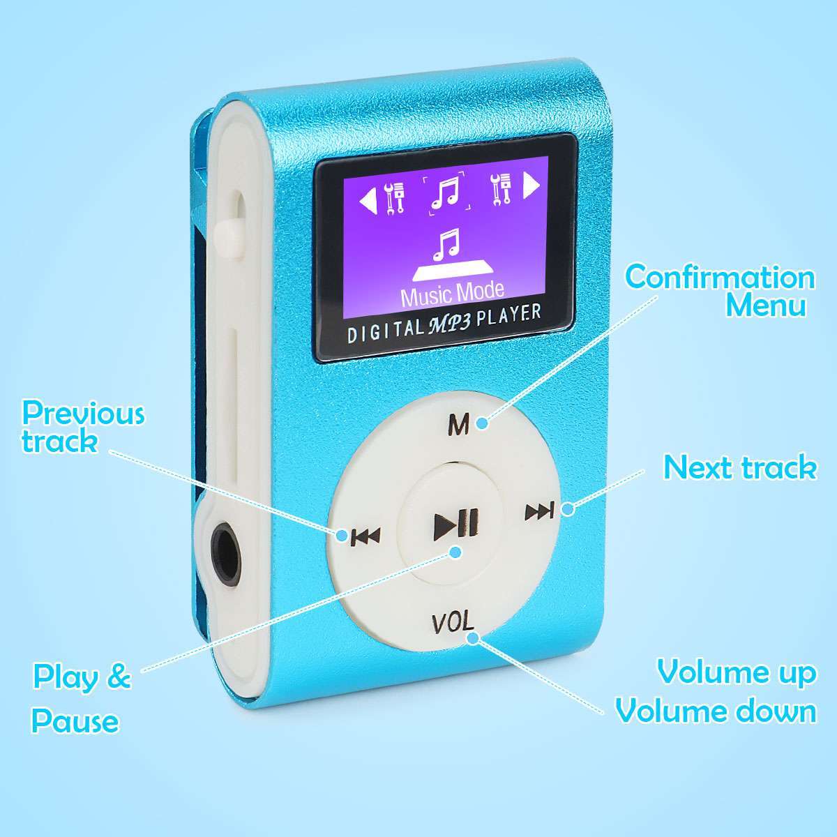 Mini MP3 Music Player With Digital LCD Screen Mini Clip Support 32GB Micro SD