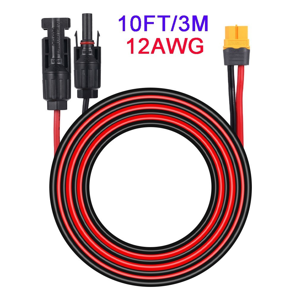 10ft/3m Solar to XT60 Extension Cable for Portable Power Station Solar Panel RV