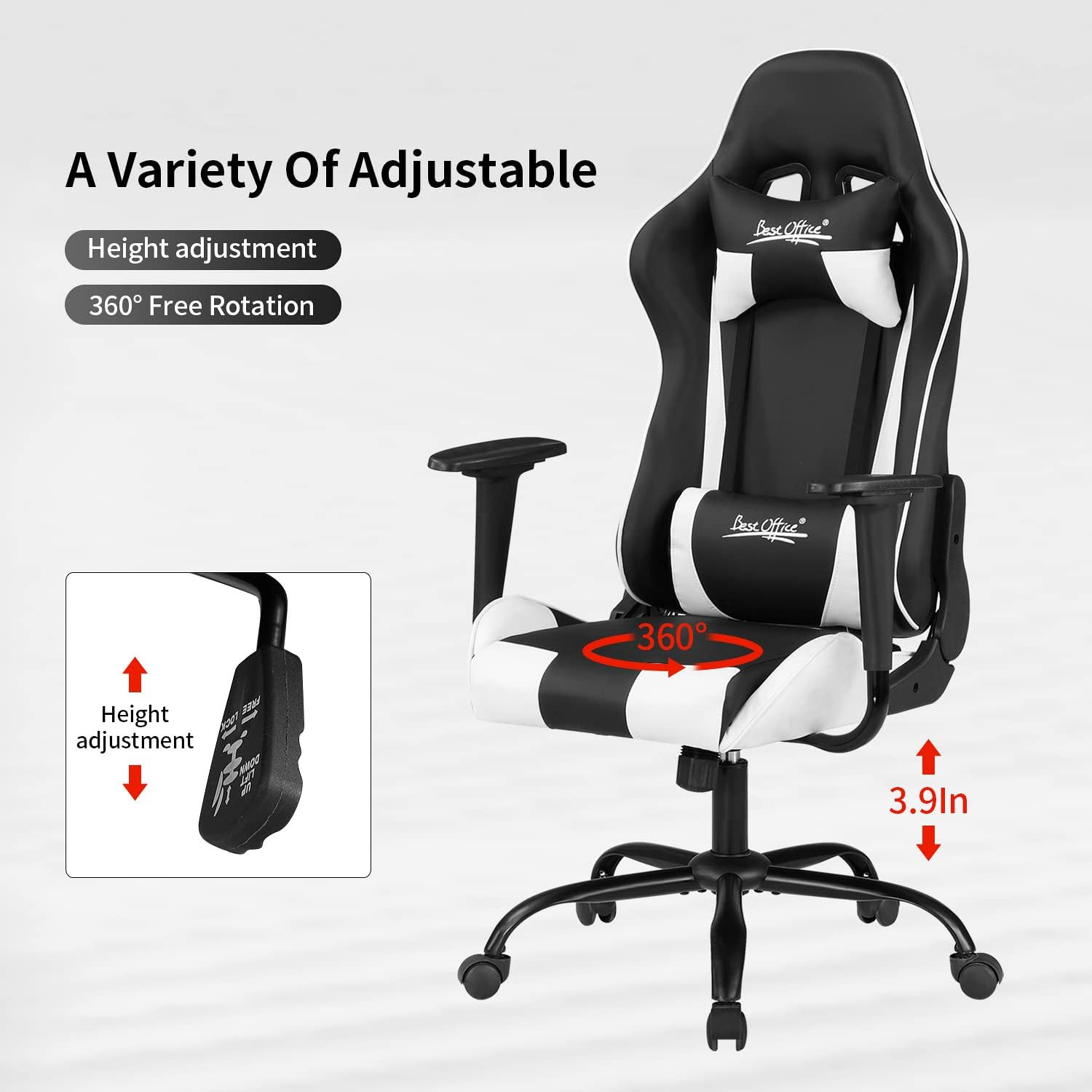Gaming Chair Desk Chair Ergonomic High Computer Chair with Adjustable Lumbar Sup