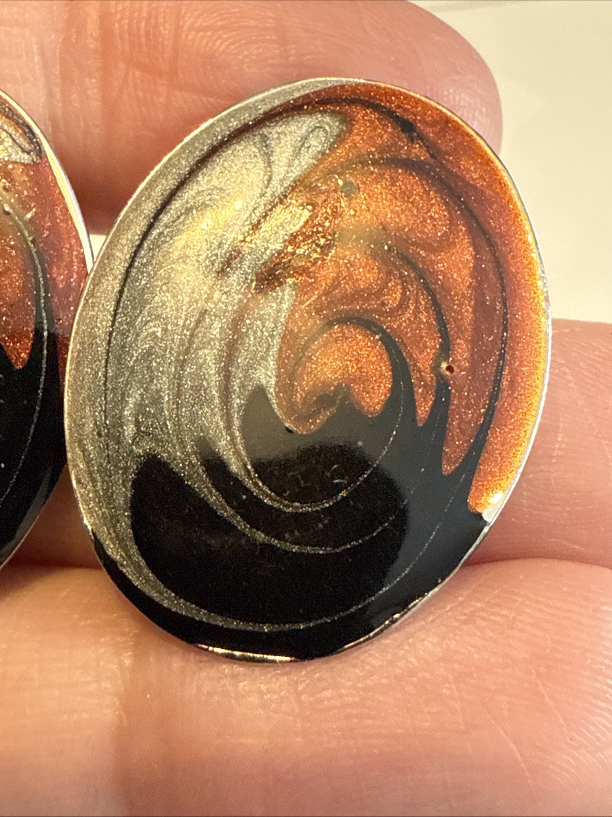 Vintage Oval Marbled Earrings Pierced Post 1980’s