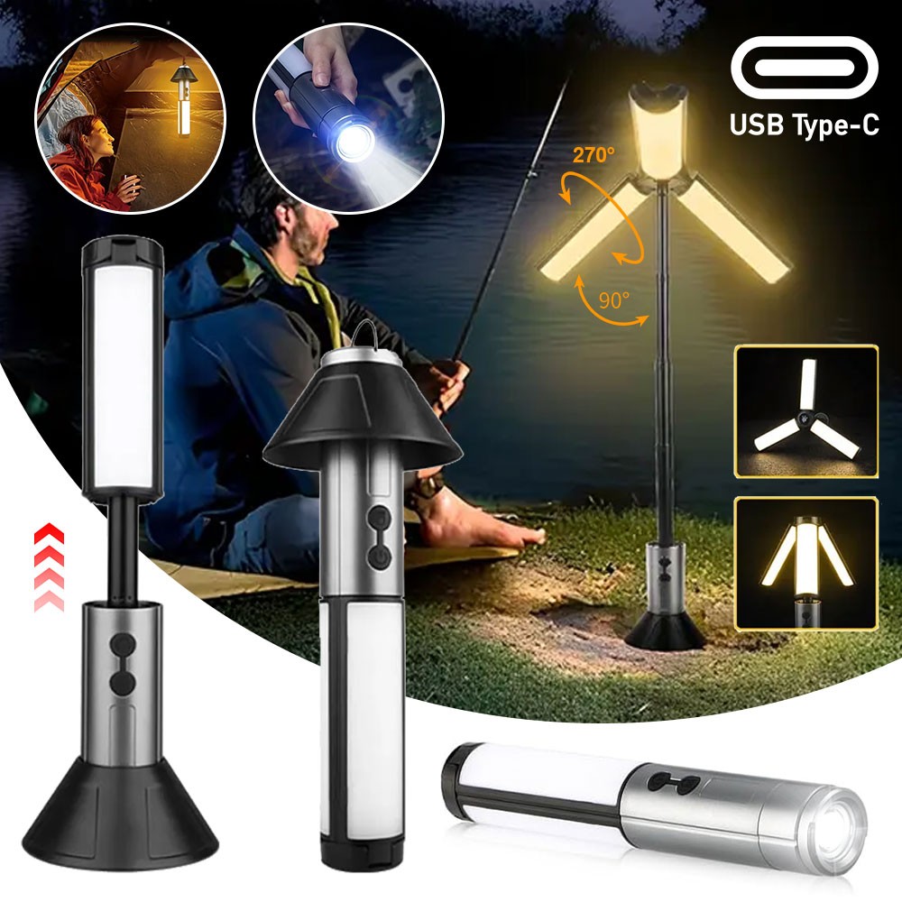 3000mAh Telescopic Folding Tent Light Tripod Camping